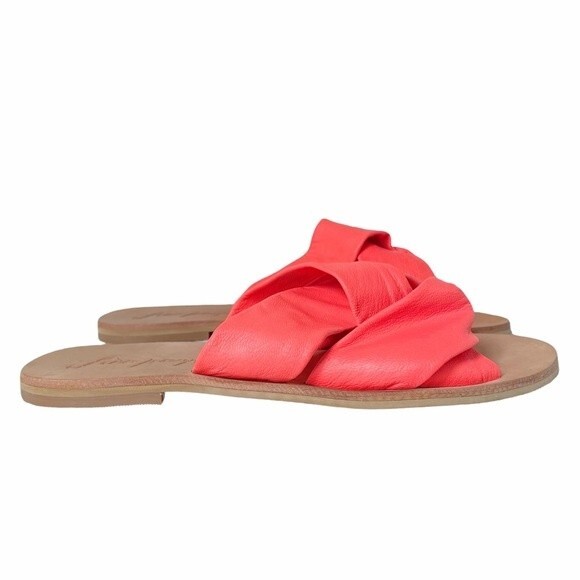 Free People Sandal Rio Vista Neon Coral Slide Leather Sandals Womens Size 36 | 6 - Picture 6 of 9